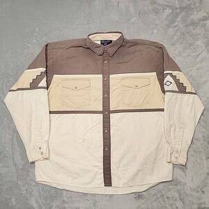 Wrangler Shirt Mens XL Western Aztec Pearl Snap Cowboy Colorblock Retro Grunge